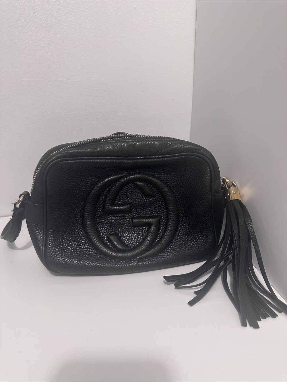 Gucci Black Crossbody Bag with Logo and Tassel